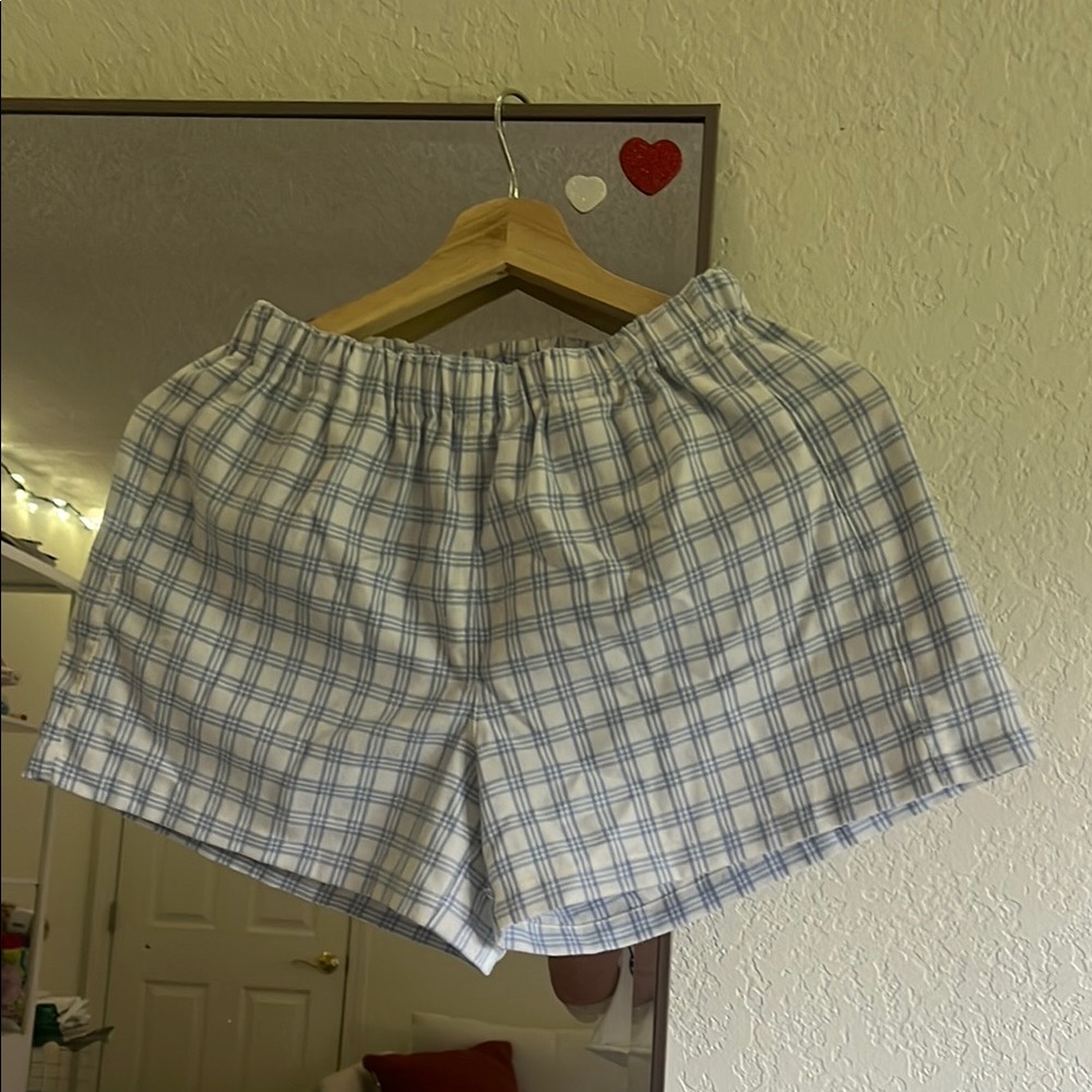 BRANDY MELVILLE Blue Plaid Women's Shorts